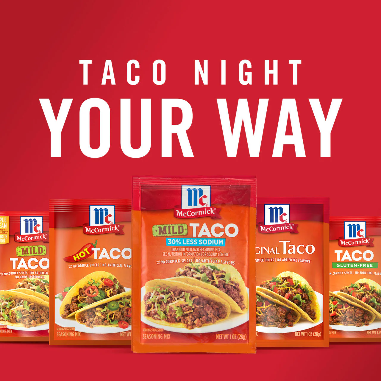 McCormick® 30% Less Sodium Mild Taco Seasoning Mix, 1 oz (6-Pack) - Image 13
