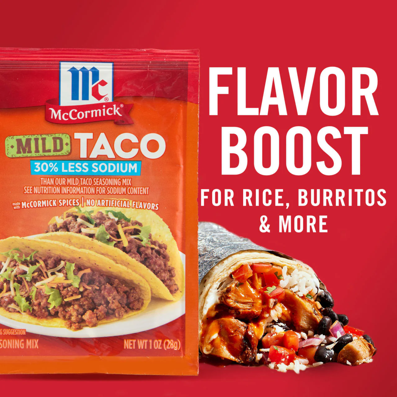 McCormick® 30% Less Sodium Mild Taco Seasoning Mix, 1 oz (6-Pack) - Image 17