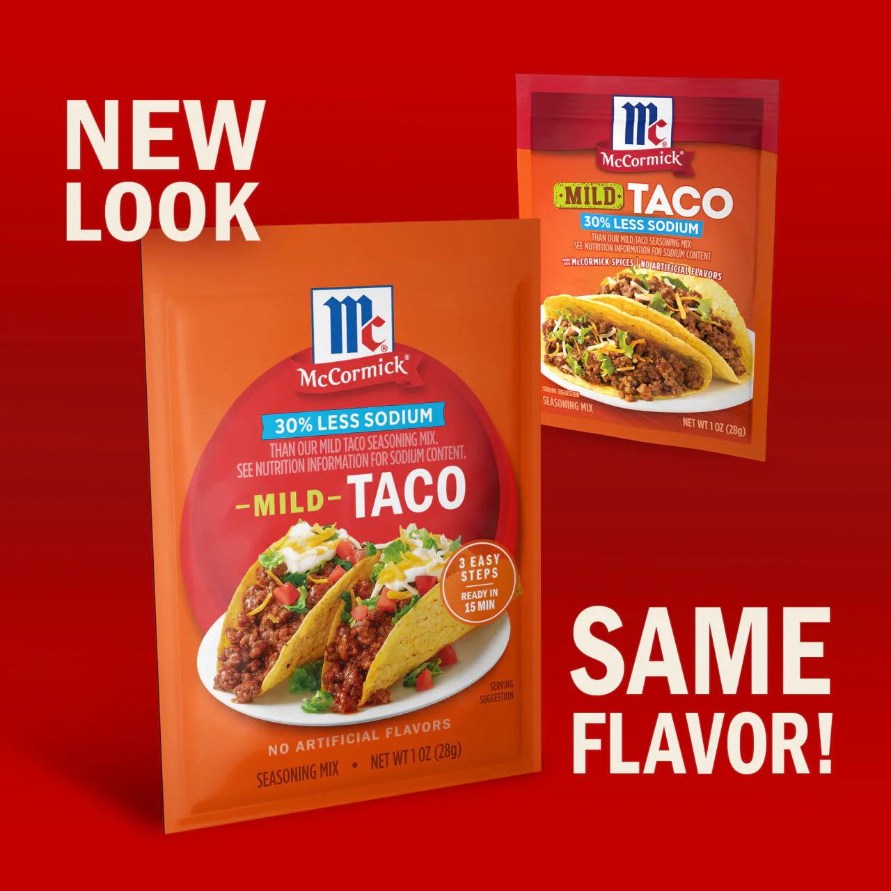 McCormick® 30% Less Sodium Mild Taco Seasoning Mix, 1 oz (6-Pack) - Image 3