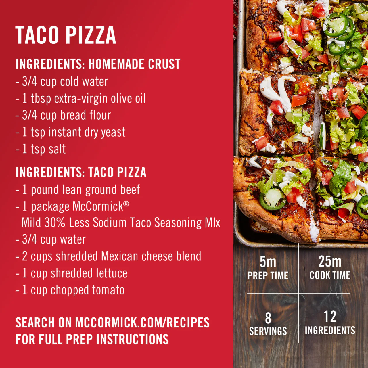 McCormick® 30% Less Sodium Mild Taco Seasoning Mix, 1 oz (6-Pack) - Image 7
