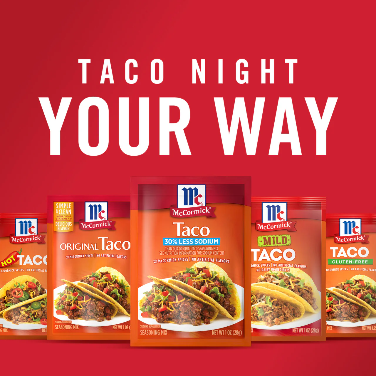 McCormick® 30% Less Sodium Taco Seasoning Mix, 1 oz (6-Pack) - Image 12