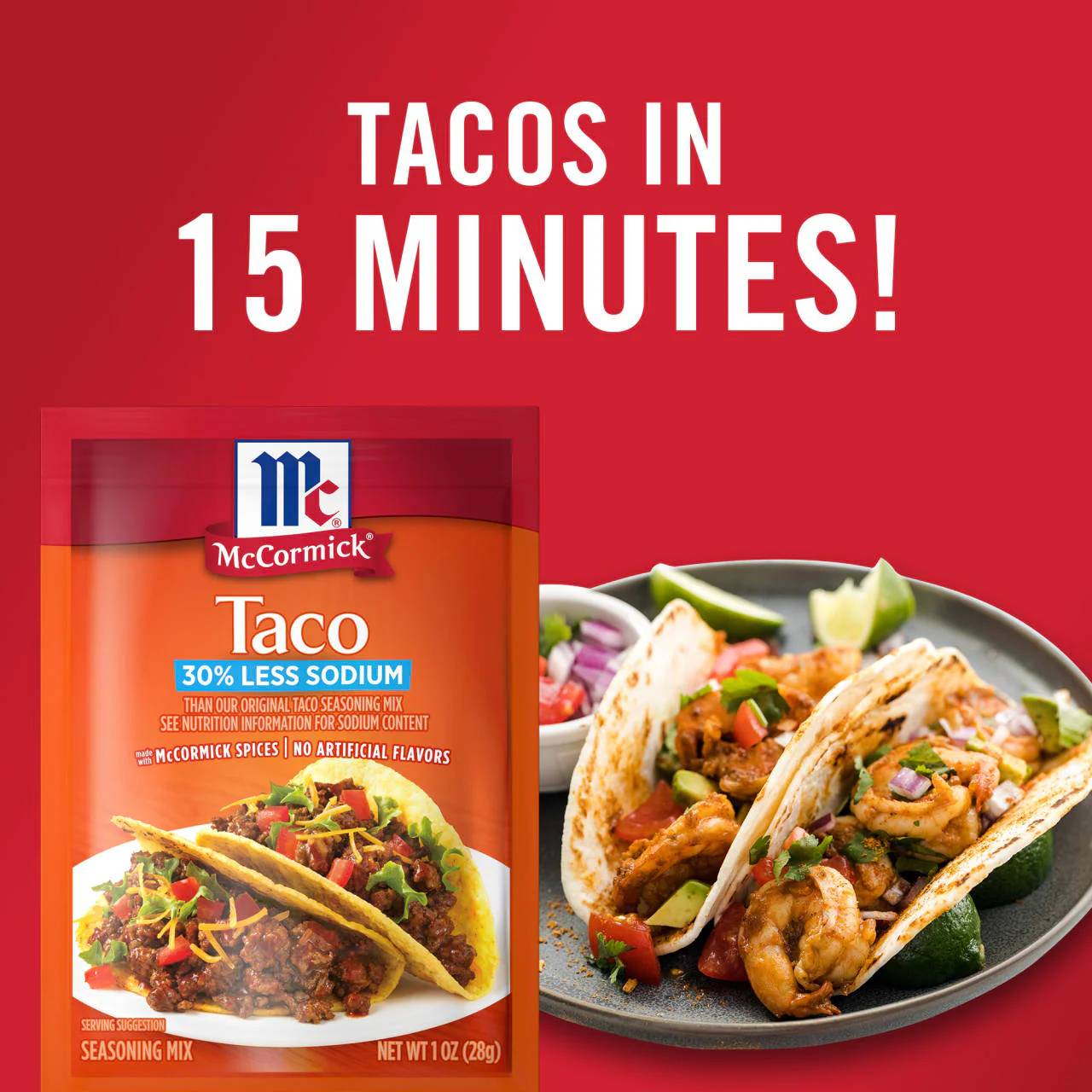 McCormick® 30% Less Sodium Taco Seasoning Mix, 1 oz (6-Pack) - Image 17