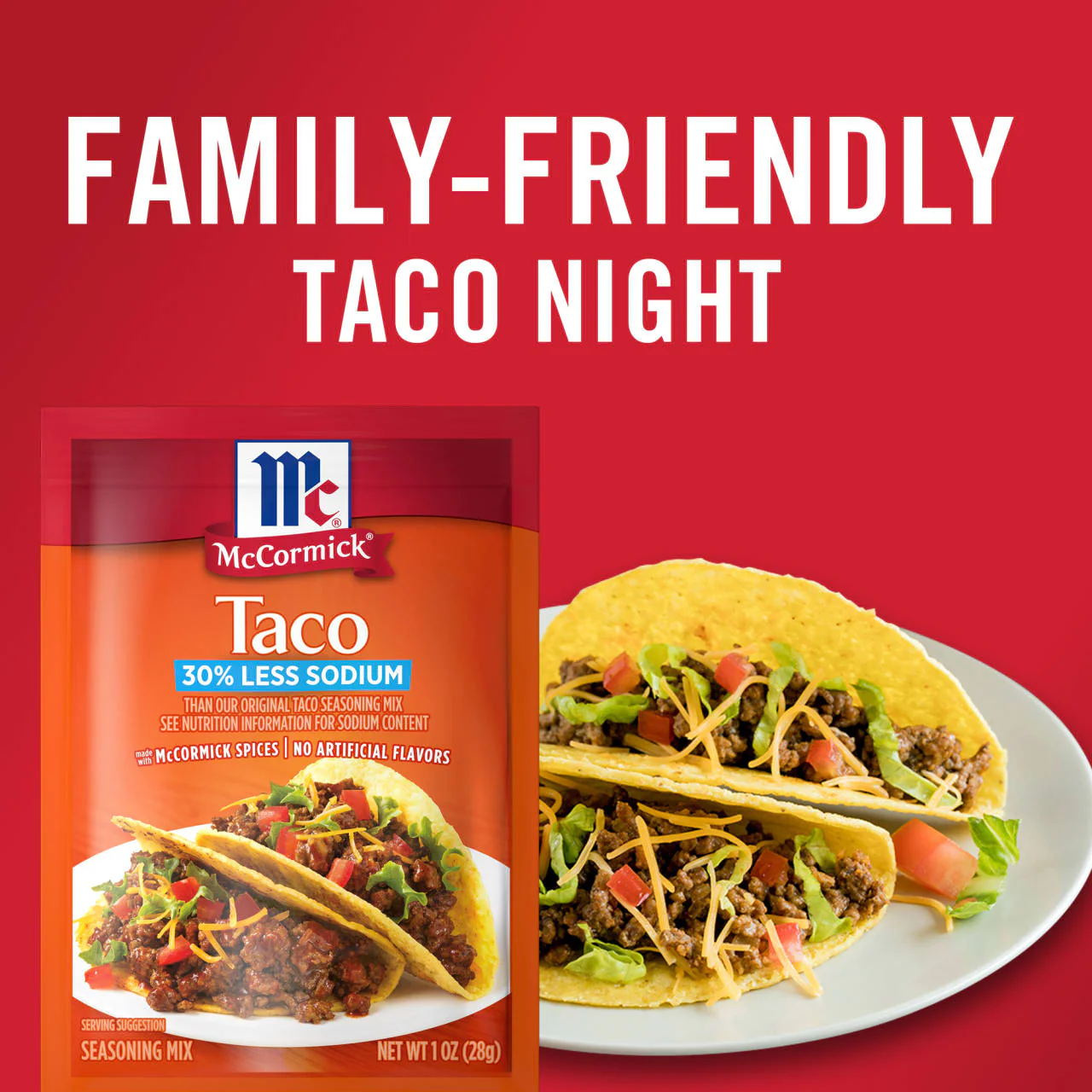 McCormick® 30% Less Sodium Taco Seasoning Mix, 1 oz (6-Pack) - Image 3