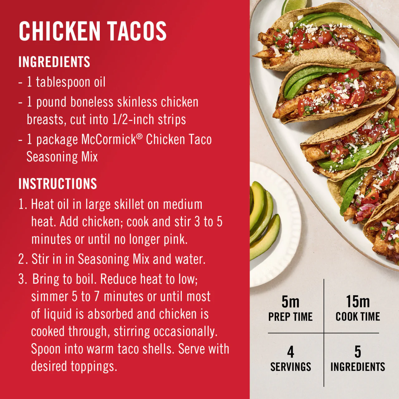 McCormick® Chicken Taco Seasoning Mix, 1 oz (6-Pack) - Image 6