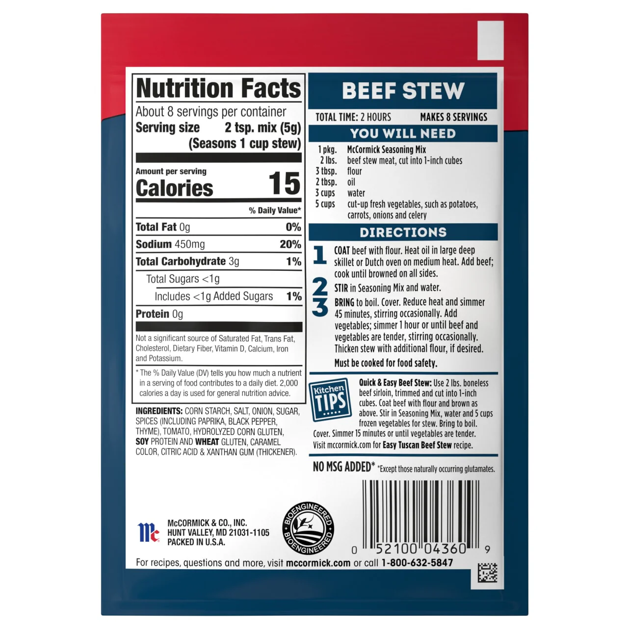 McCormick® Classic Beef Stew Seasoning Mix, 1.5 oz (6-Pack) - Image 21