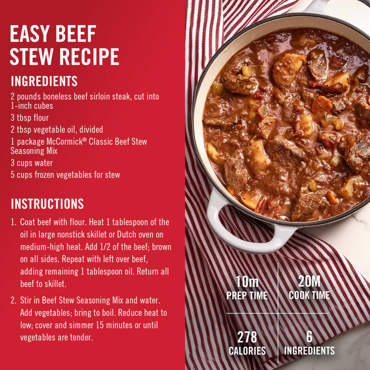 McCormick® Classic Beef Stew Seasoning Mix, 1.5 oz (6-Pack) - Image 6