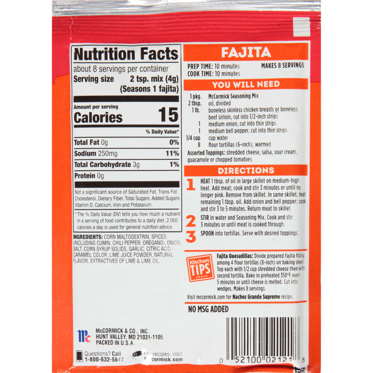 McCormick® Fajita Seasoning Mix, 1.12 oz (6-Pack) - Image 21
