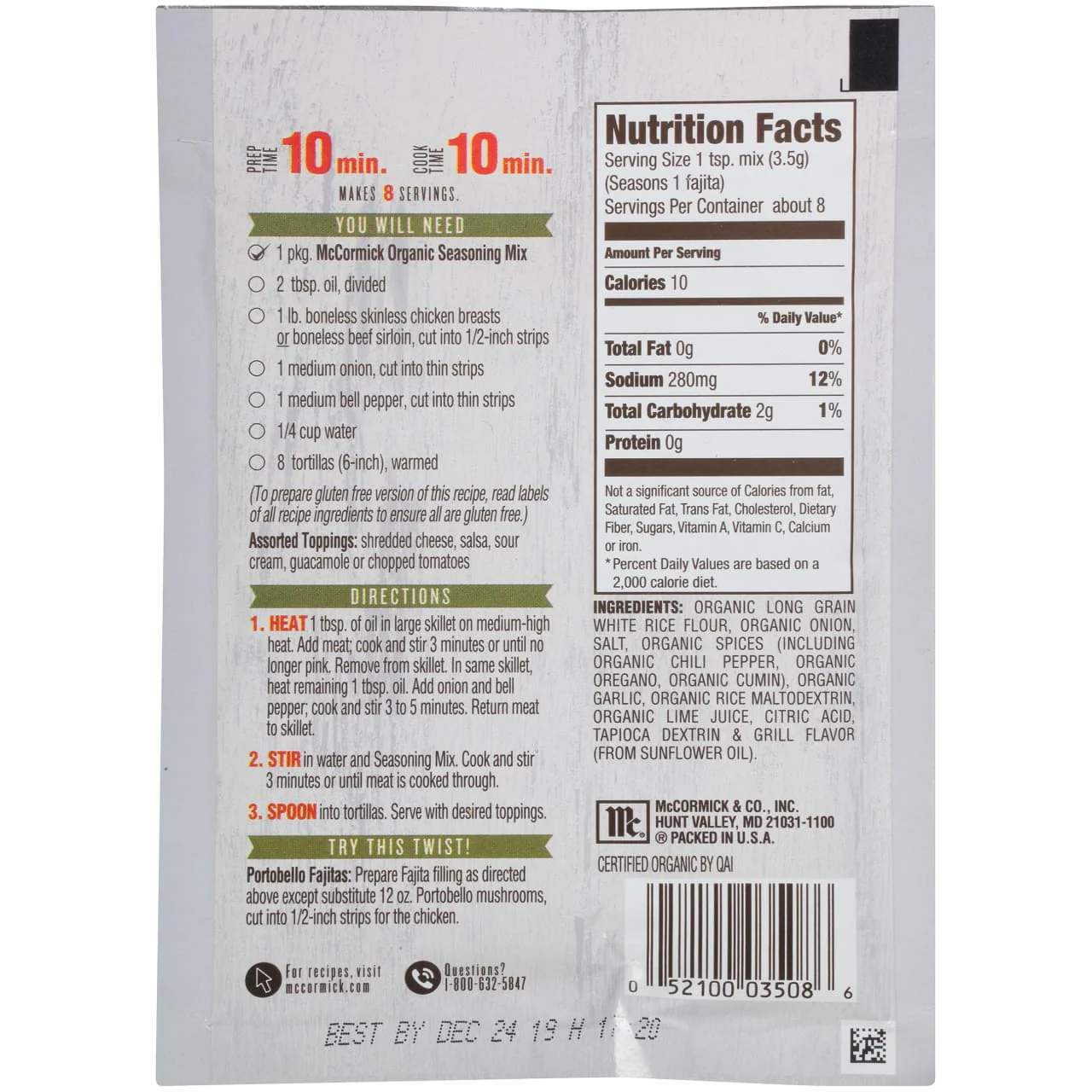 McCormick® Fajita Seasoning Mix, 1 oz - Image 7