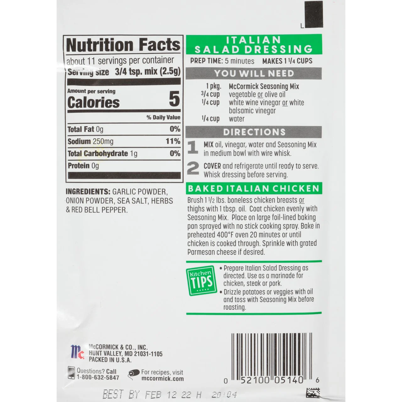 McCormick® Garden Herb Italian Dressing & Seasoning Mix, 1 oz - Image 7