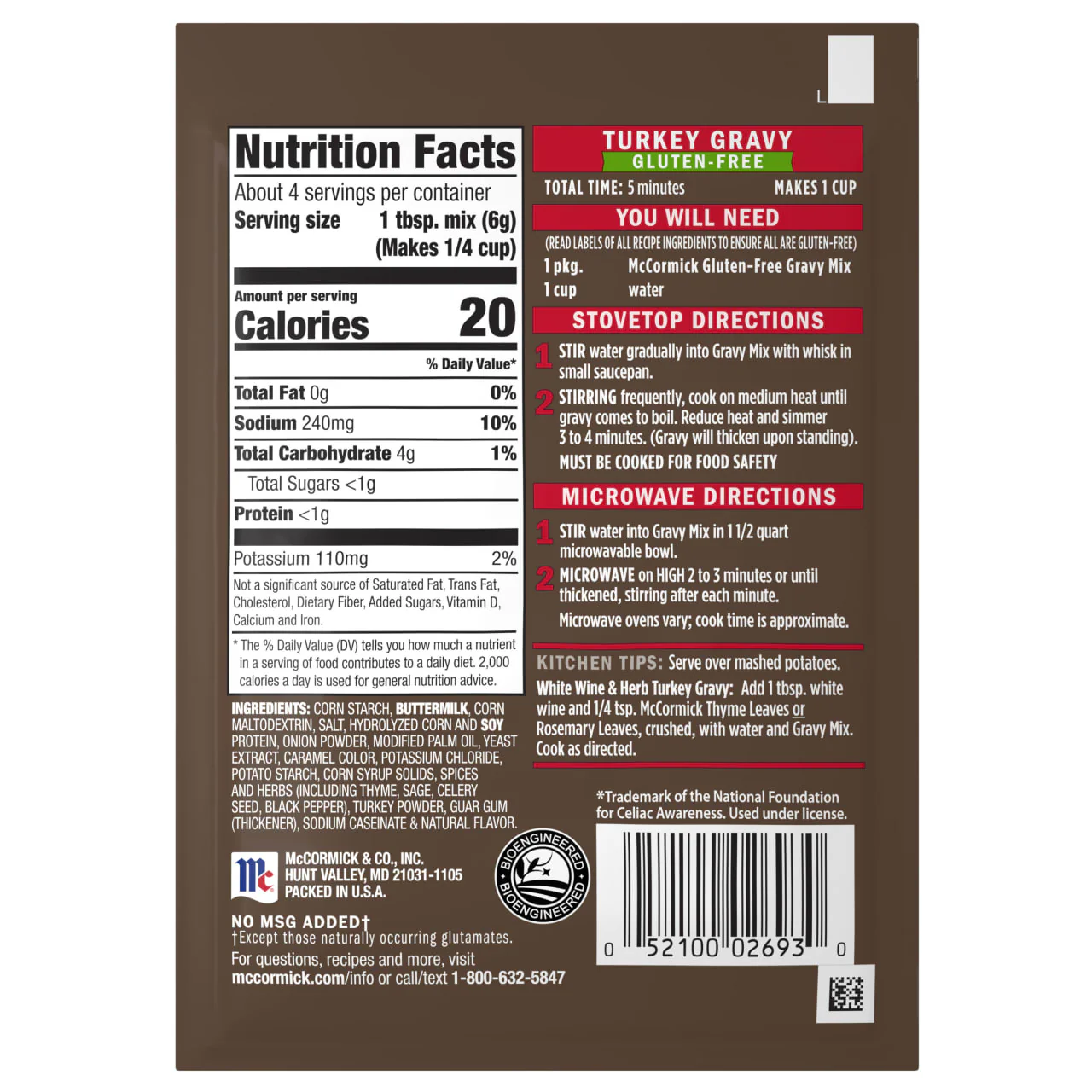 McCormick® Gluten Free Turkey Gravy Mix, 0.88 oz - Image 17