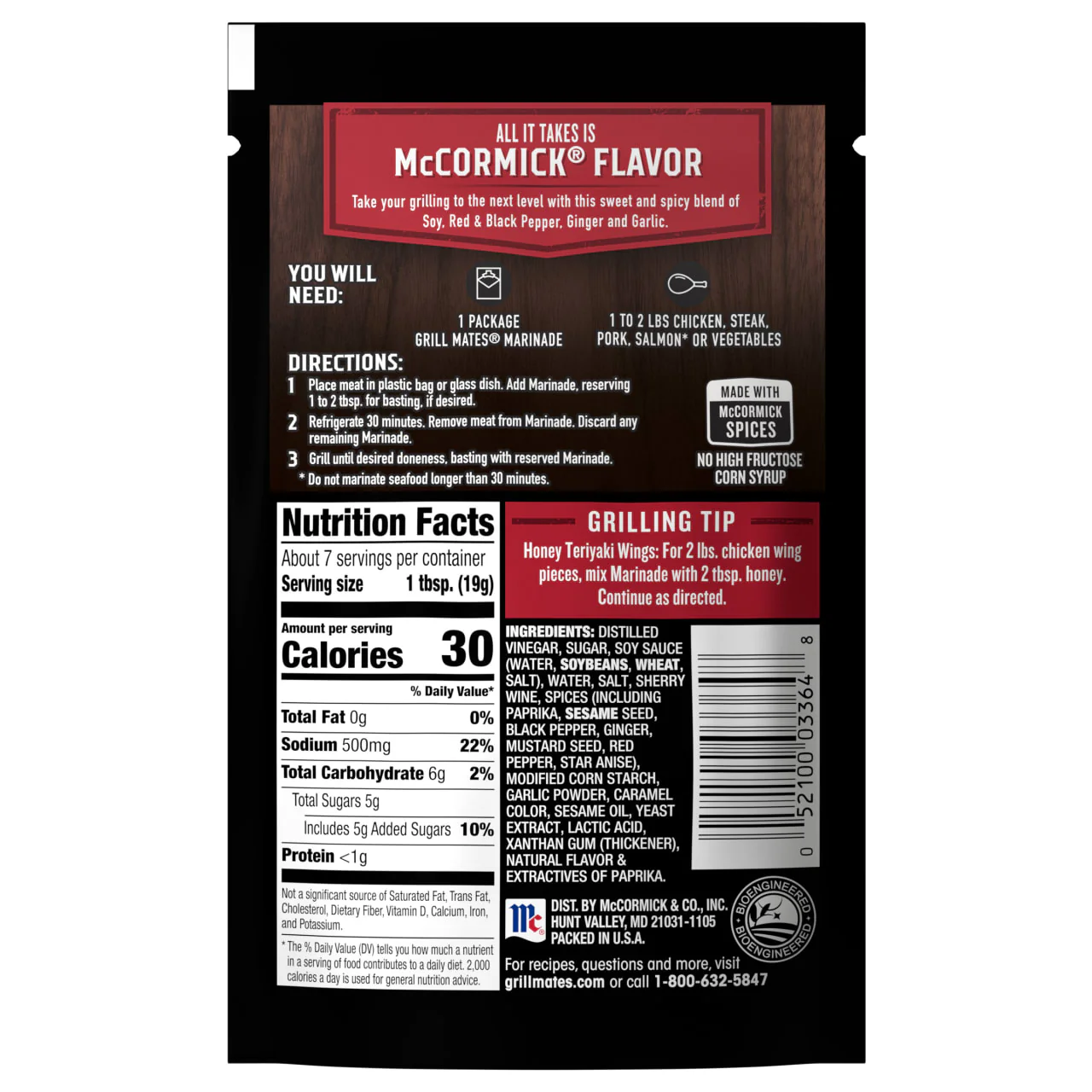 McCormick® Grill Mates® 7 Spice Teriyaki Single Use Marinade, 5 oz (6-Pack) - Image 8