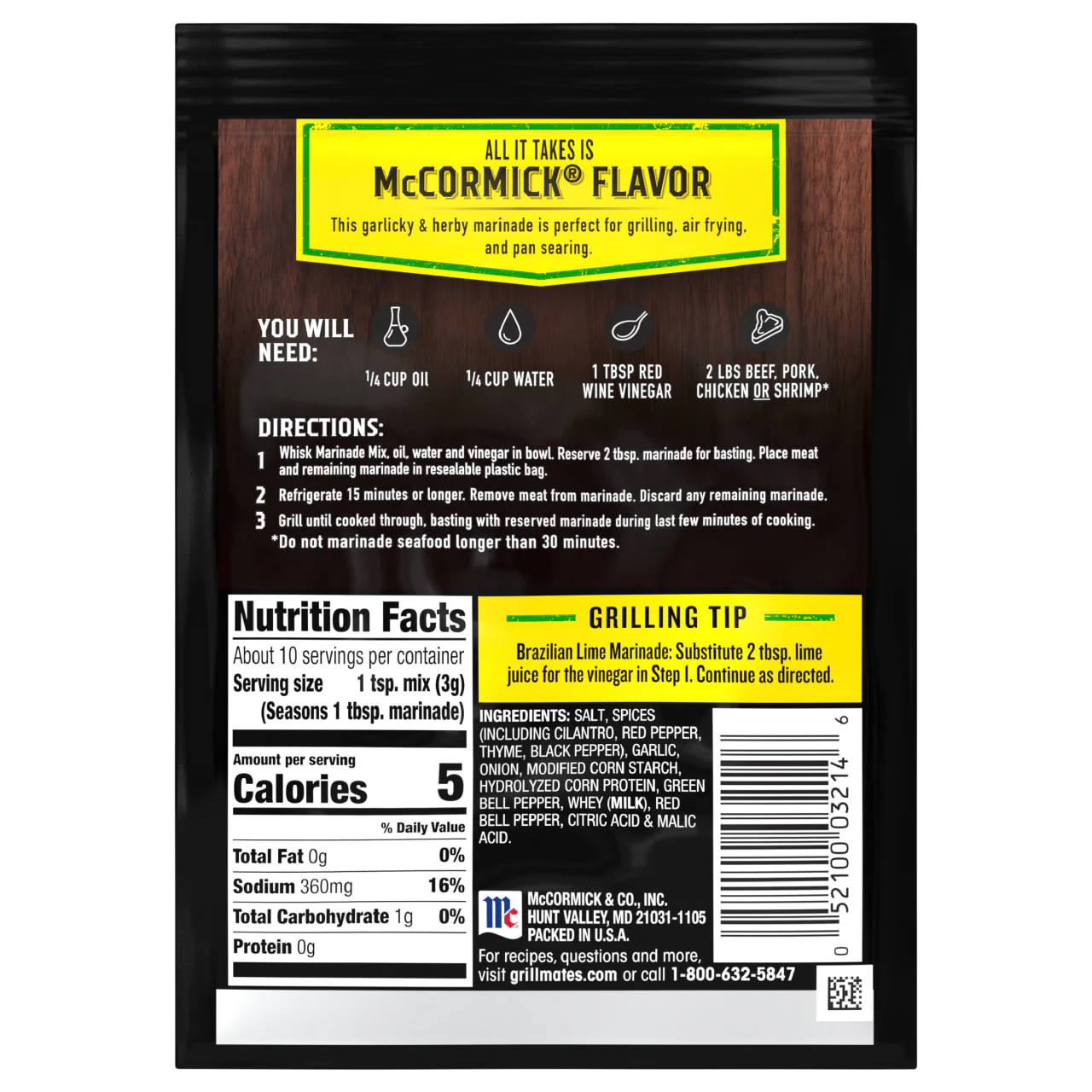 McCormick® Grill Mates® Brazilian Steakhouse Marinade, 1.06 oz (6-Pack) - Image 19