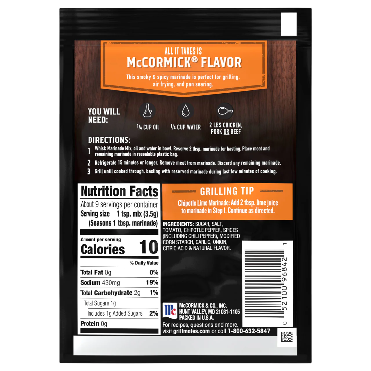 McCormick® Grill Mates® Chipotle Pepper Marinade Seasoning Mix, 1.13 oz (6-Pack) - Image 17