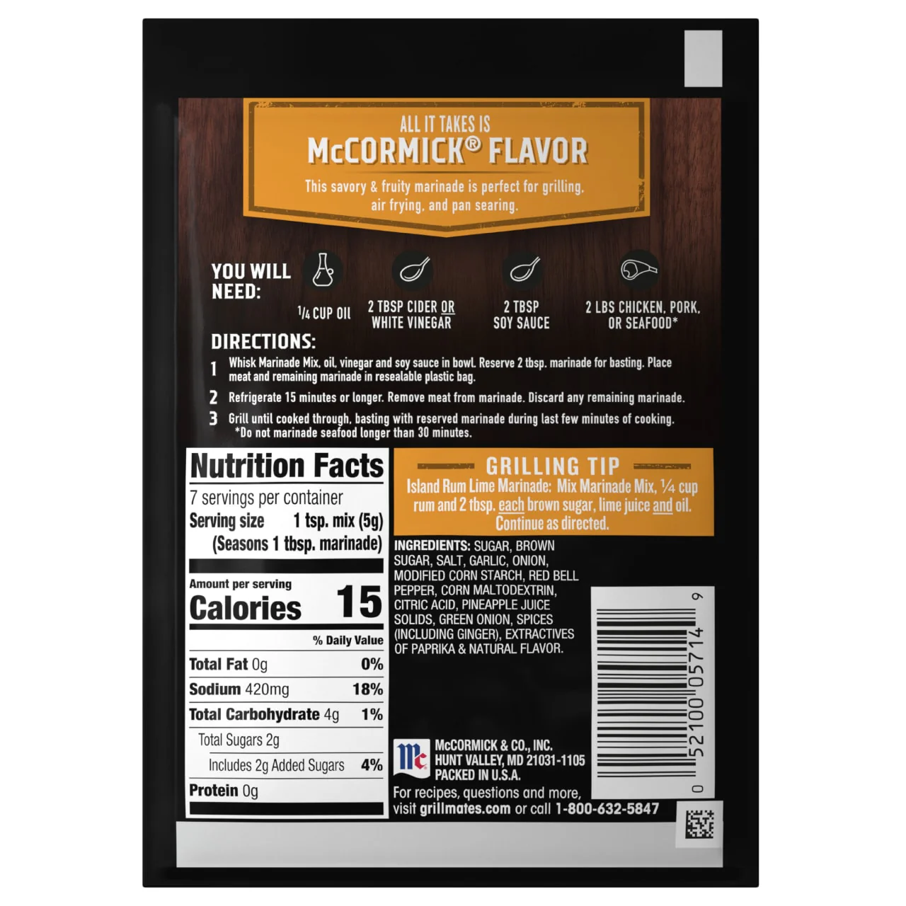 McCormick® Grill Mates® Hawaiian Style BBQ Marinade Mix, 1.25 oz (6-Pack) - Image 19
