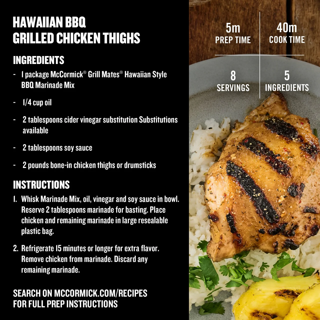 McCormick® Grill Mates® Hawaiian Style BBQ Marinade Mix, 1.25 oz (6-Pack) - Image 6