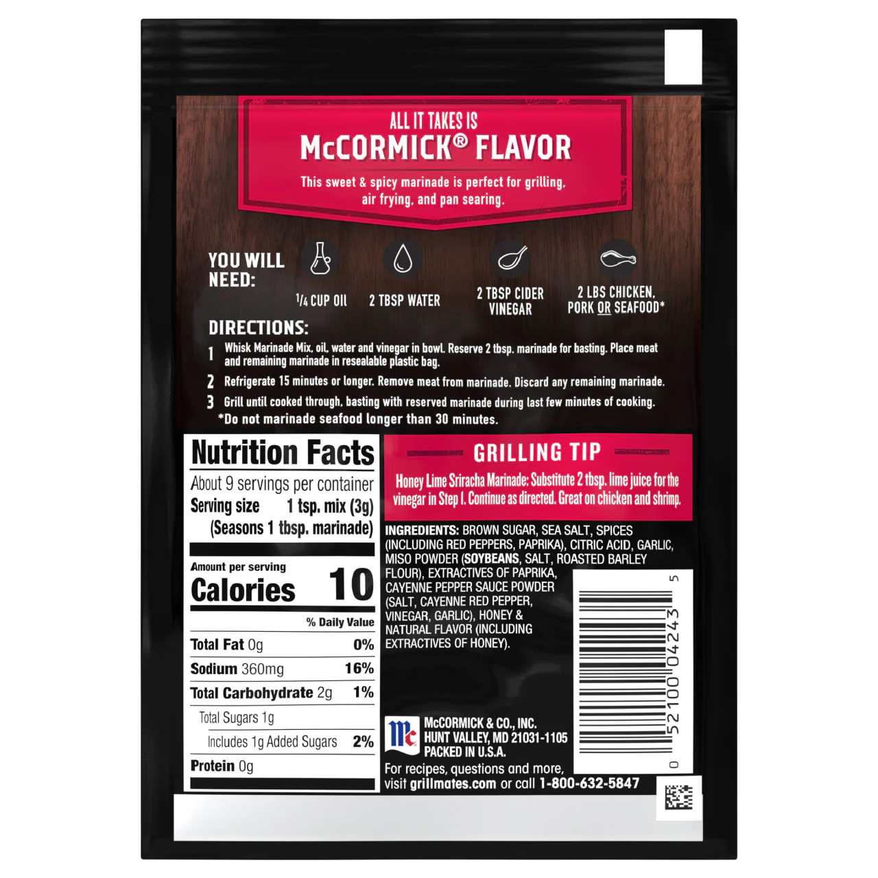 McCormick® Grill Mates® Honey Sriracha Marinade Mix, 1 oz (6-Pack) - Image 18