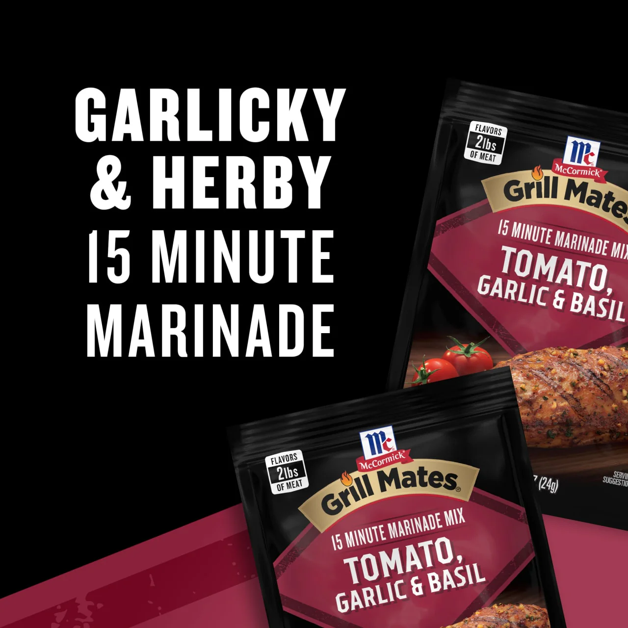 McCormick® Grill Mates® Tomato, Garlic & Basil Marinade Mix, 0.87 oz (6-Pack) - Image 3