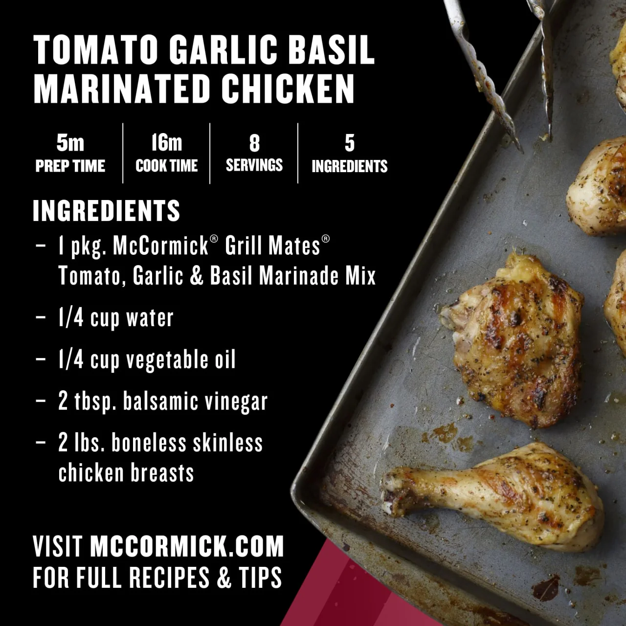 McCormick® Grill Mates® Tomato, Garlic & Basil Marinade Mix, 0.87 oz (6-Pack) - Image 6