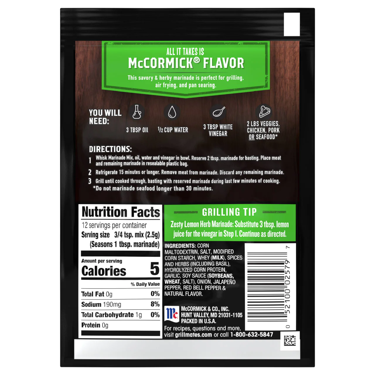 McCormick® Grill Mates® Zesty Herb Marinade Seasoning Mix, 1.06 oz (6-Pack) - Image 18