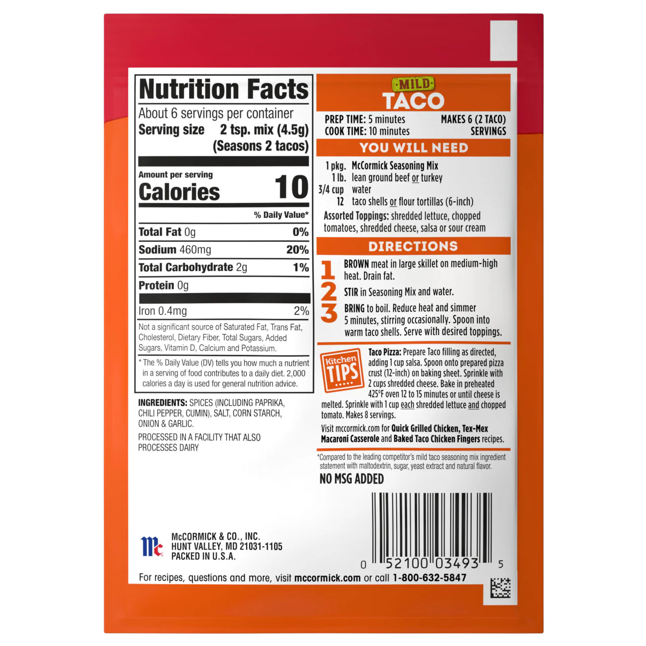 McCormick® Mild Taco Seasoning Mix, 1 oz (6-Pack) - Image 22