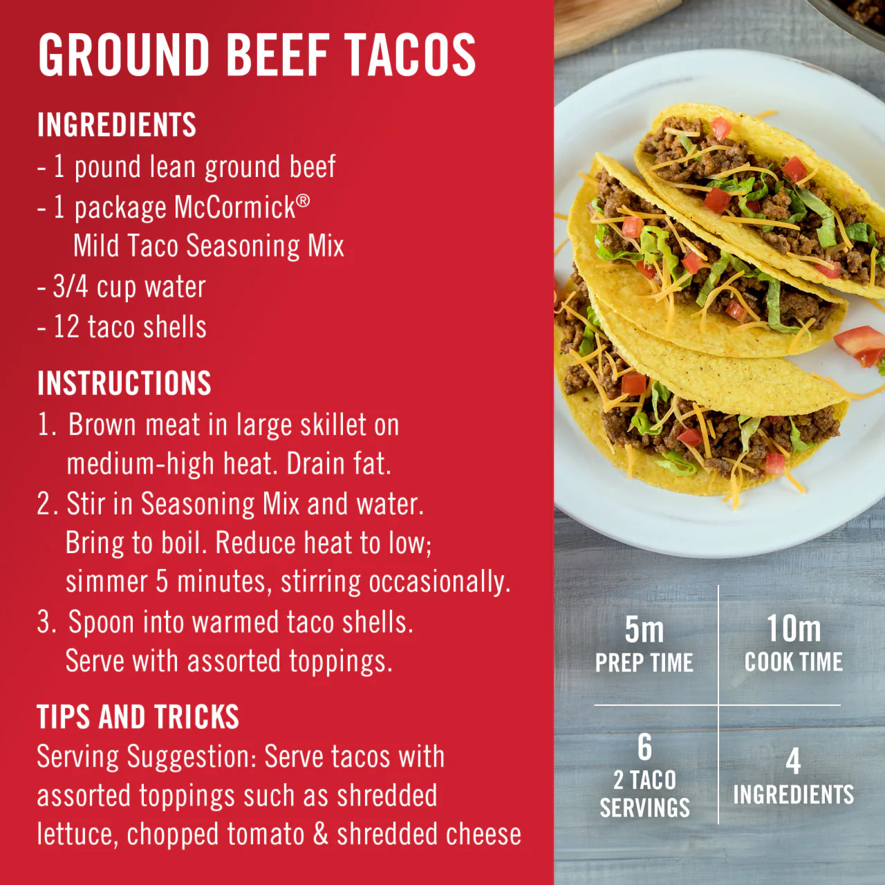 McCormick® Mild Taco Seasoning Mix, 1 oz (6-Pack) - Image 6