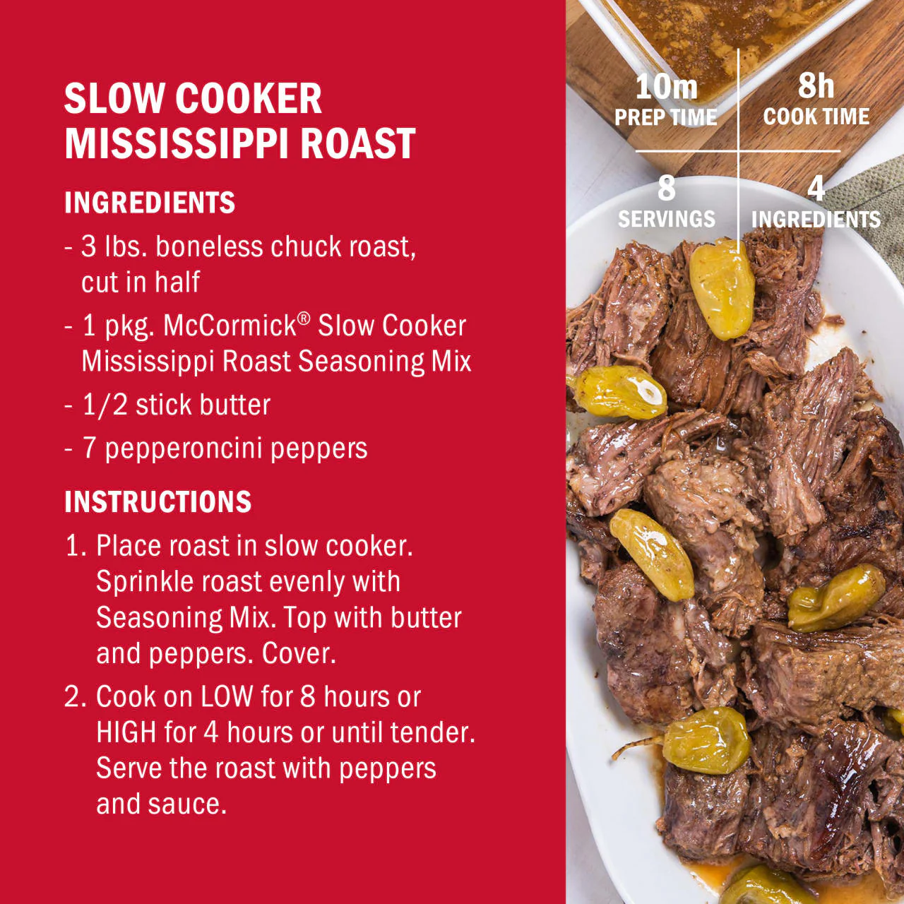 McCormick® Mississippi Roast Instant Pot Seasoning Mix, 1.25 oz (6-Pack) - Image 7