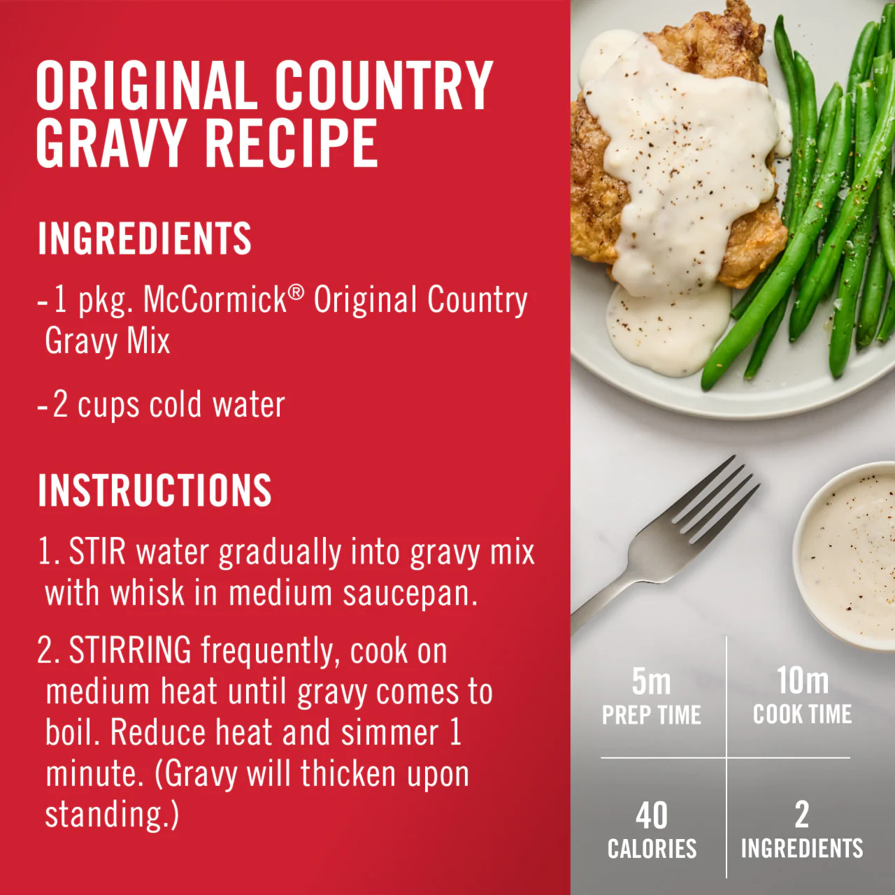 McCormick® Original Country Gravy Mix, 2.640 oz (6-Pack) - Image 6