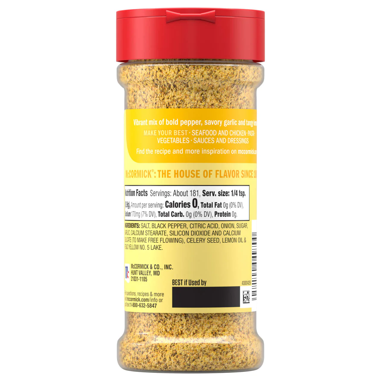 McCormick® Perfect Pinch® Lemon Pepper Seasoning, 5.75 oz - Image 7