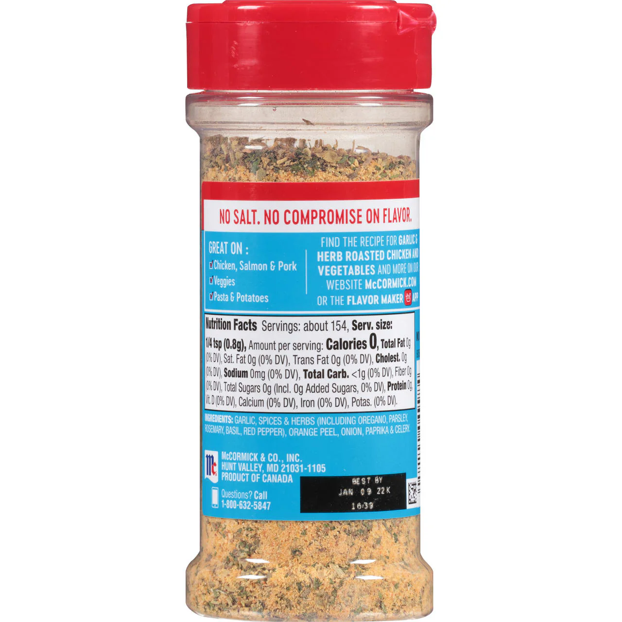 McCormick® Salt Free Garlic and Herb Seasoning, 4.37 oz - Image 8