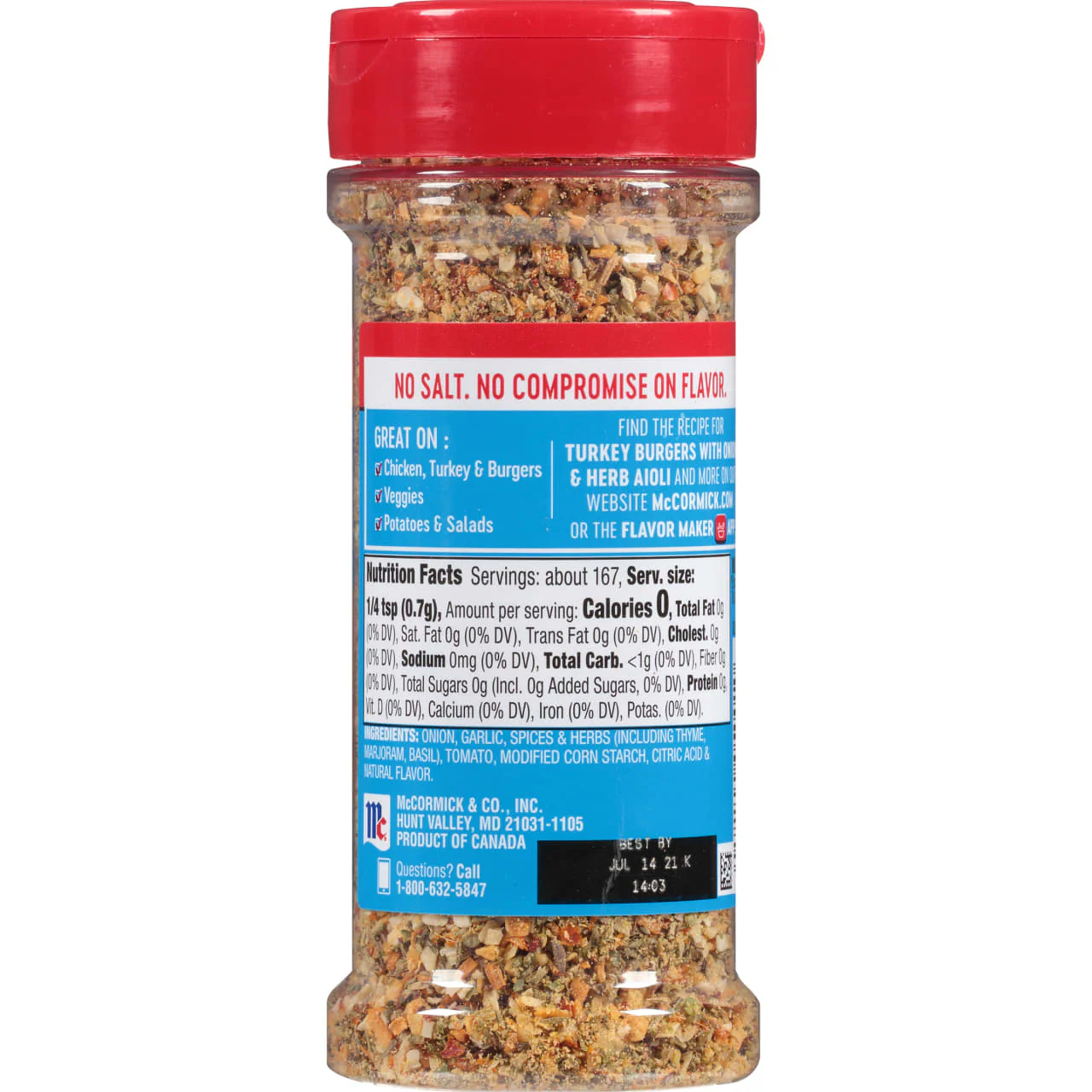 McCormick® Salt Free Onion and Herb Seasoning, 4.16 oz - Image 8