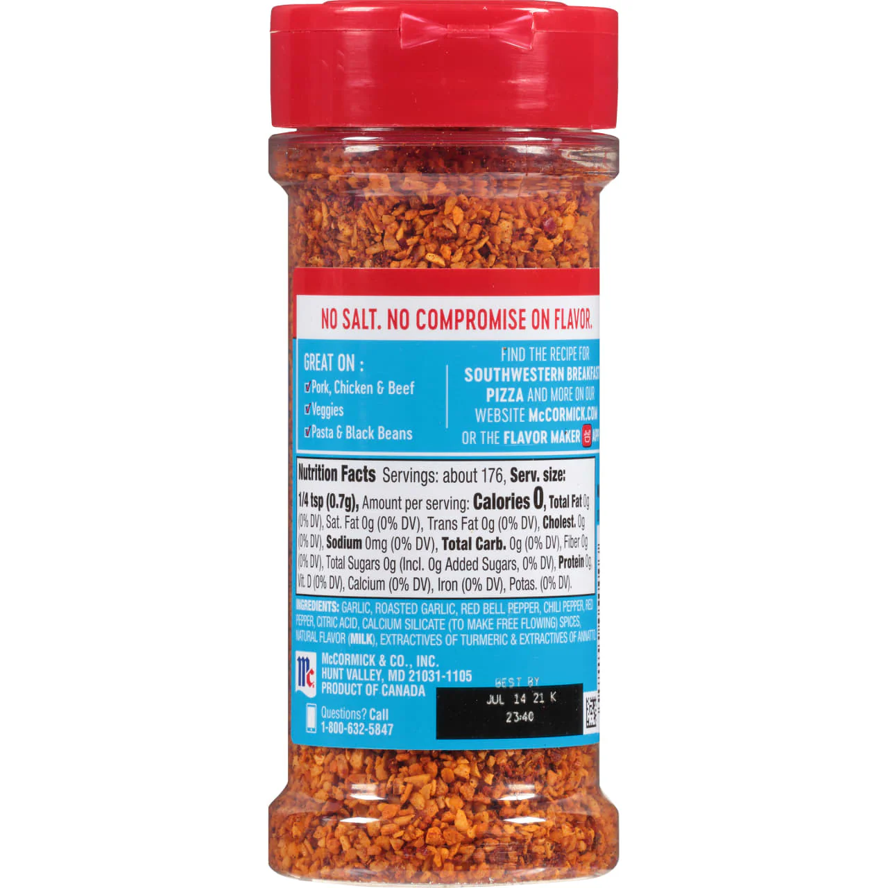 McCormick® Salt Free Roasted Garlic and Bell Pepper Seasoning, 4.34 oz - Image 7