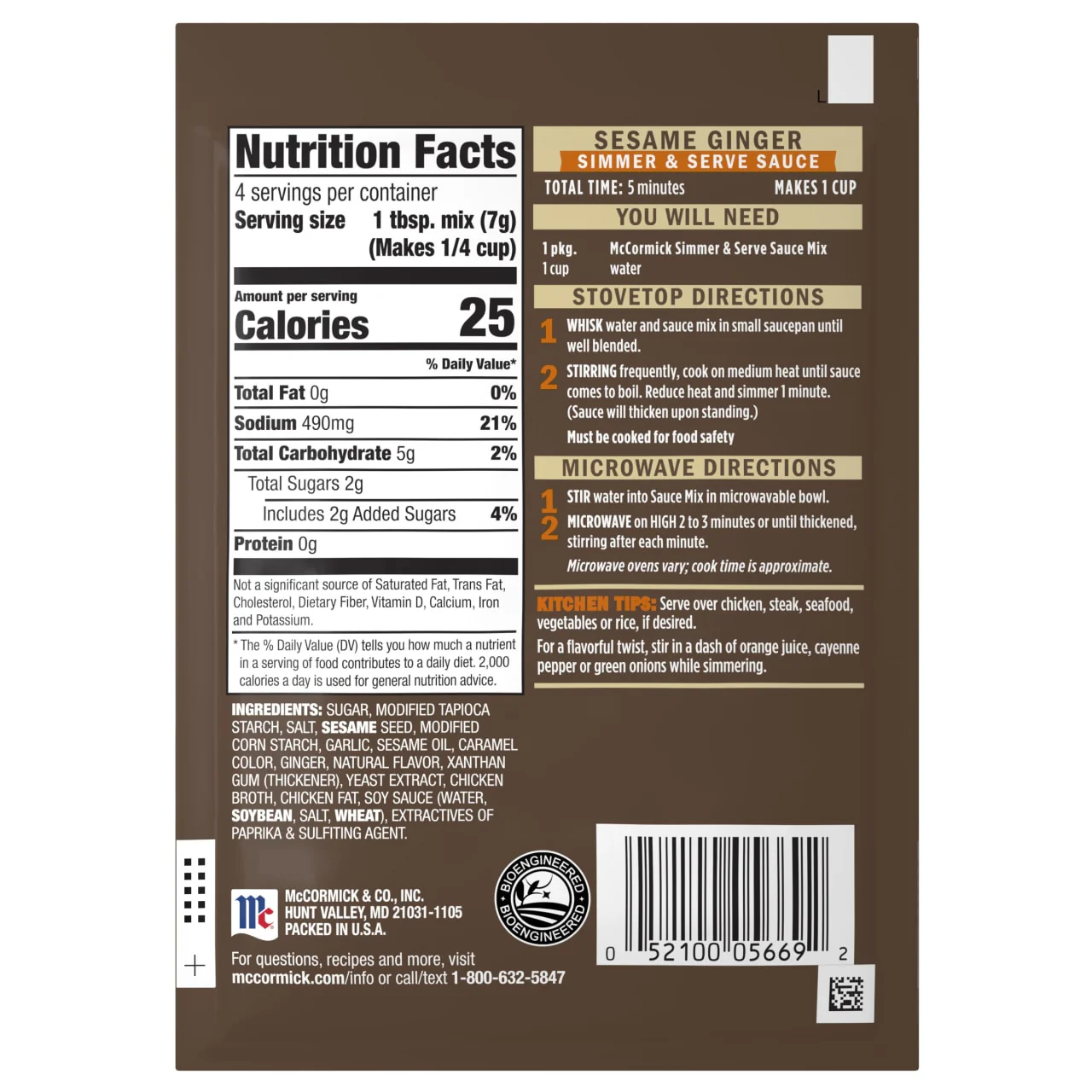 McCormick® Sesame Ginger Sauce Mix, 1 oz - Image 9