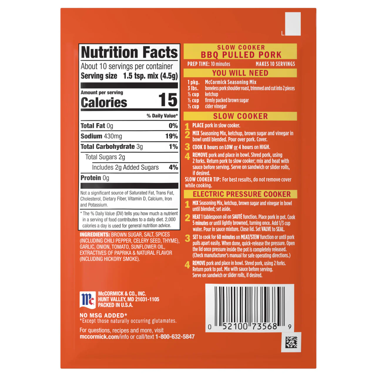 McCormick® Slow Cooker Barbecue Pulled Pork Seasoning Mix, 1.6 oz (6-Pack) - Image 20