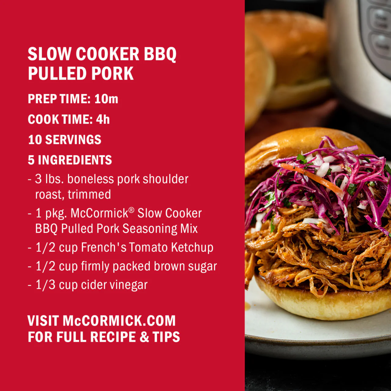 McCormick® Slow Cooker Barbecue Pulled Pork Seasoning Mix, 1.6 oz (6-Pack) - Image 7