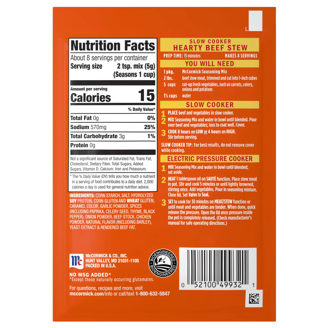 McCormick® Slow Cooker Hearty Beef Stew Seasoning Mix, 1.5 oz (6-Pack) - Image 19