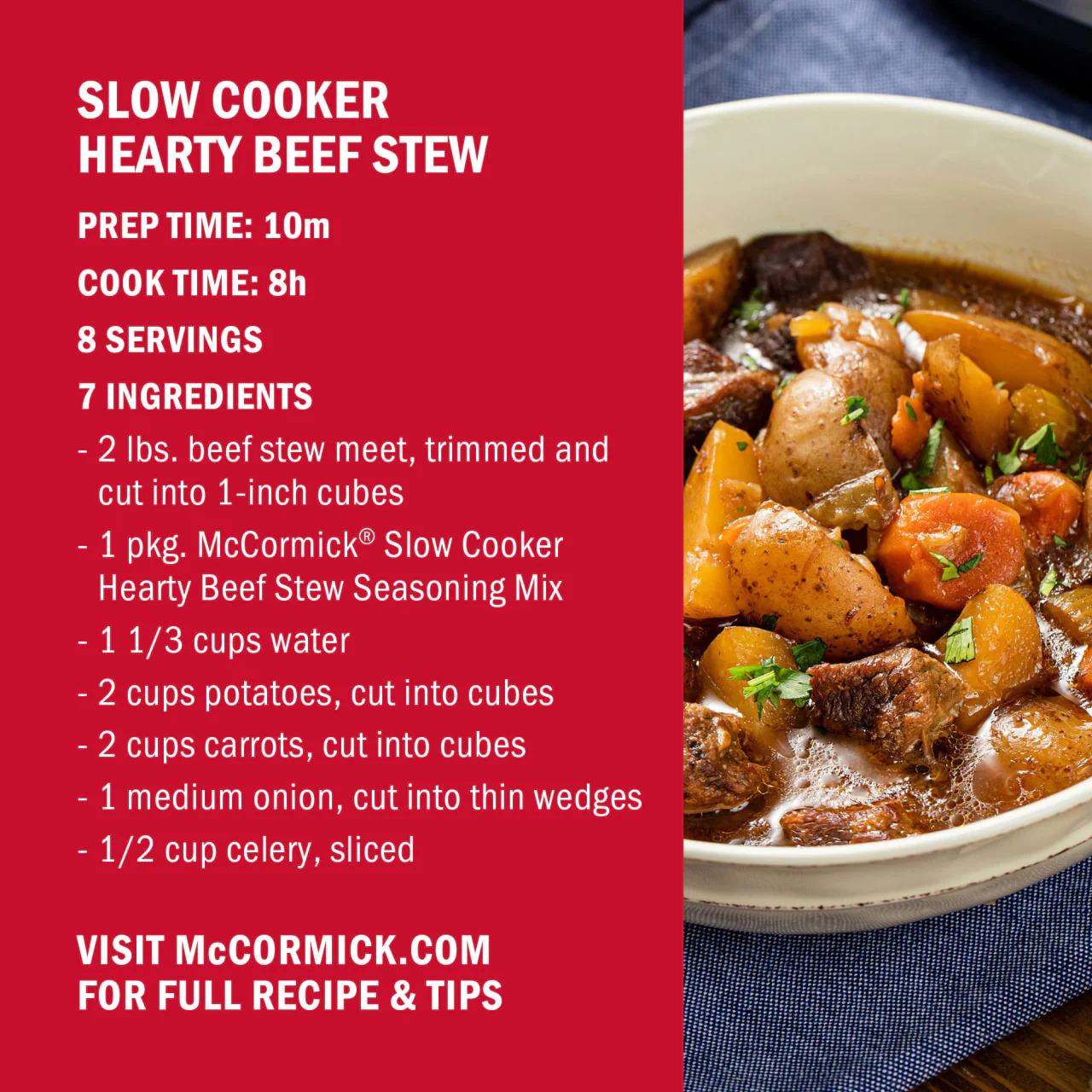McCormick® Slow Cooker Hearty Beef Stew Seasoning Mix, 1.5 oz (6-Pack) - Image 7