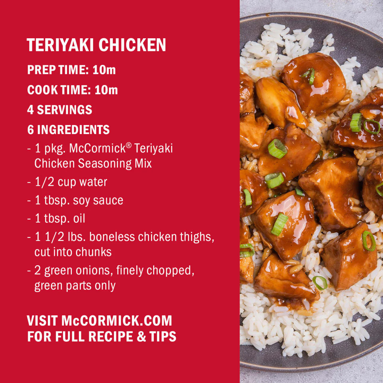 McCormick® Teriyaki Chicken Instant Pot Seasoning Mix, 1.25 oz - Image 7