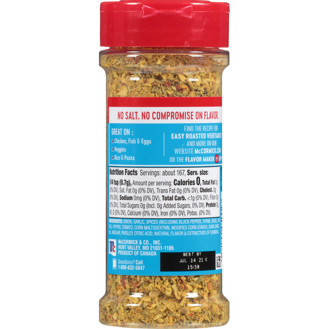 McCormick® Salt Free Vegetable Seasoning, 4.16 oz - Image 8