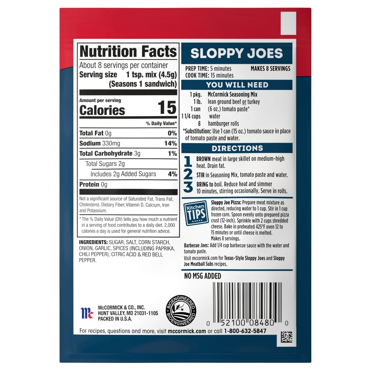 McCormick® Sloppy Joes Seasoning Mix, 1.31 oz (6-Pack) - Image 20