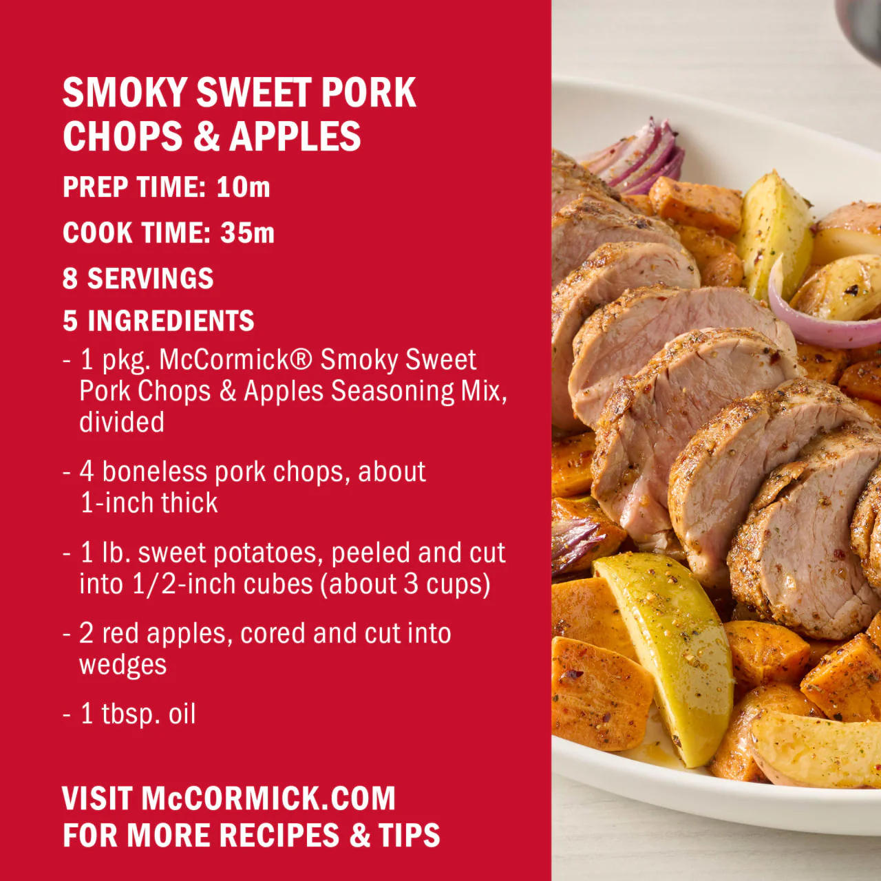 McCormick® Smoky Sweet Pork Chops & Apples Seasoning Mix, 1.0 oz - Image 5