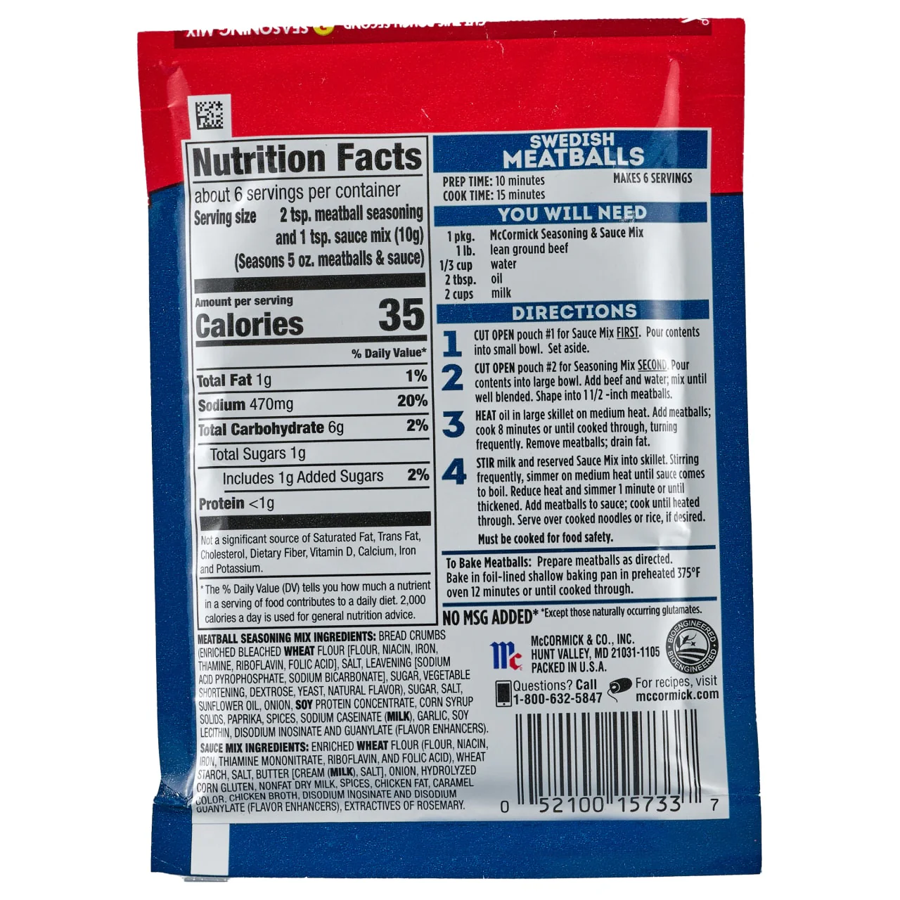 McCormick® Swedish Meatballs Seasoning & Sauce Mixes, 2.11 oz (6-Pack) - Image 11