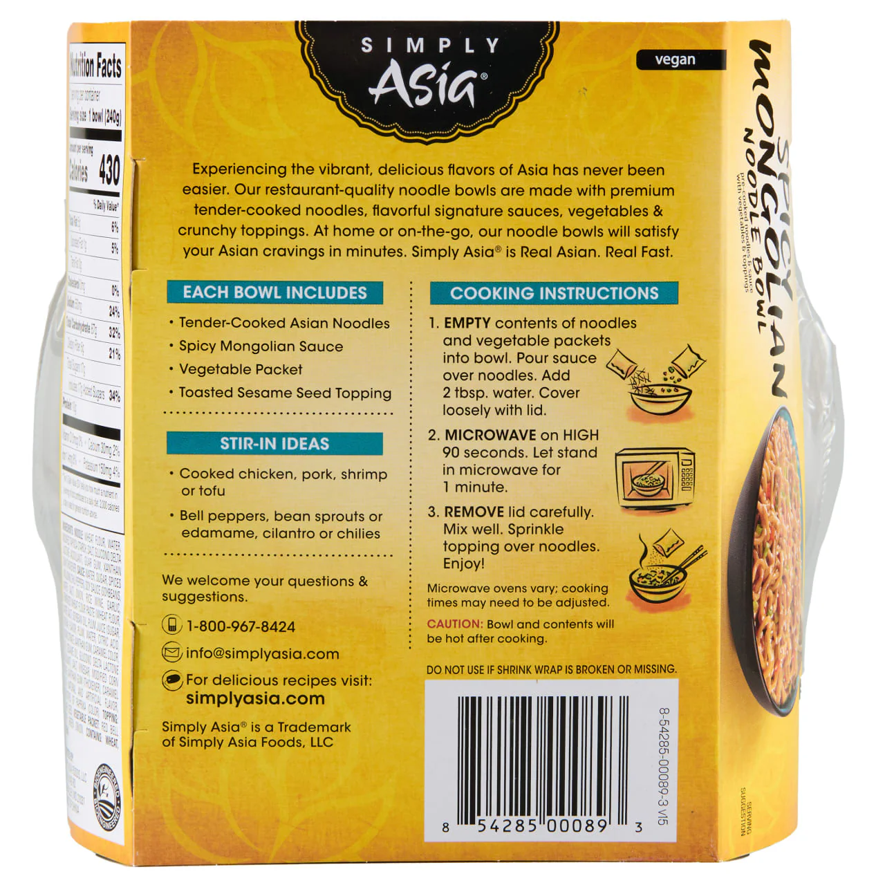 Simply Asia® Spicy Mongolian Noodle Bowl, 8.5 oz (6-Pack) - Image 8