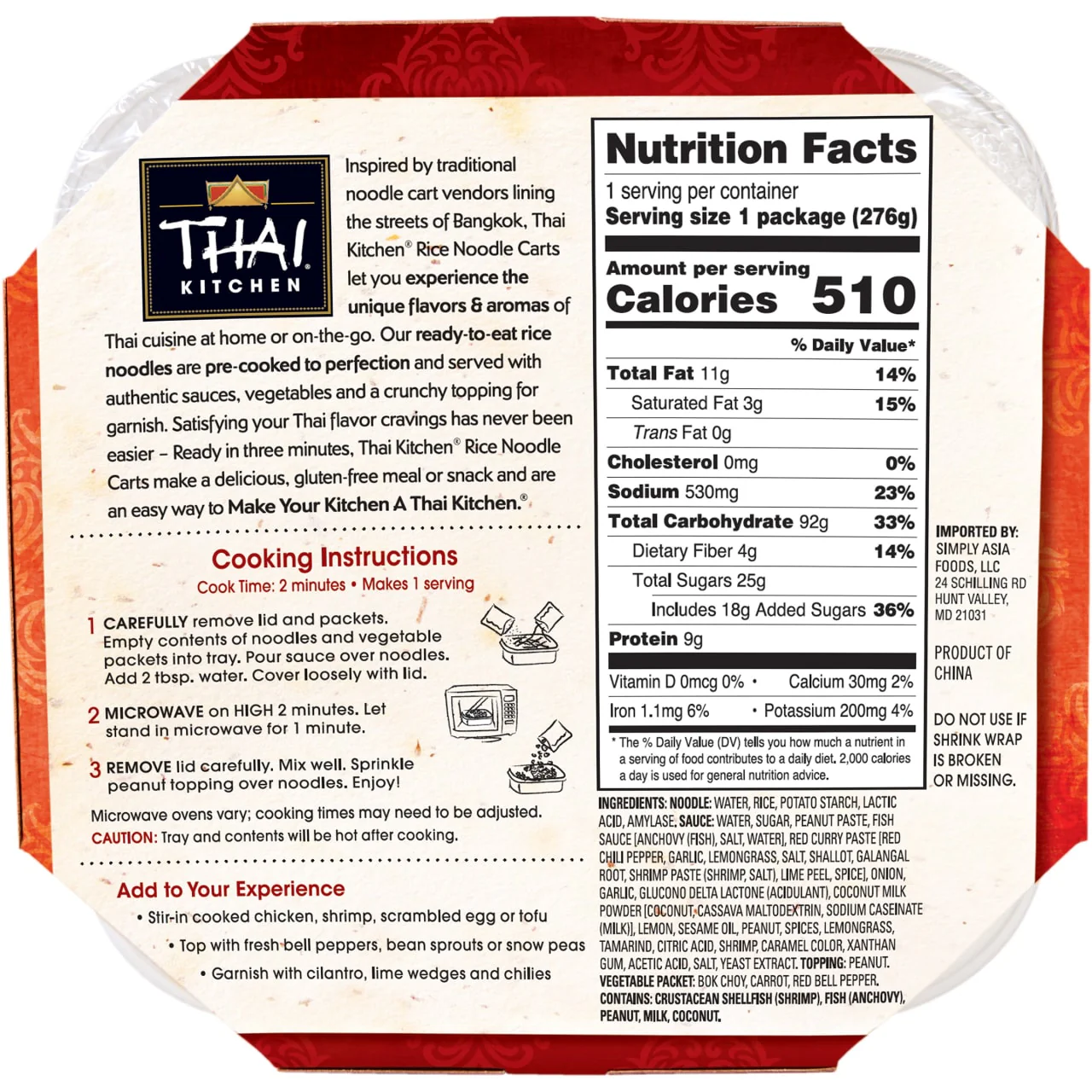 Thai Kitchen® Gluten Free Thai Peanut Rice Noodle Cart, 9.77 oz - Image 7