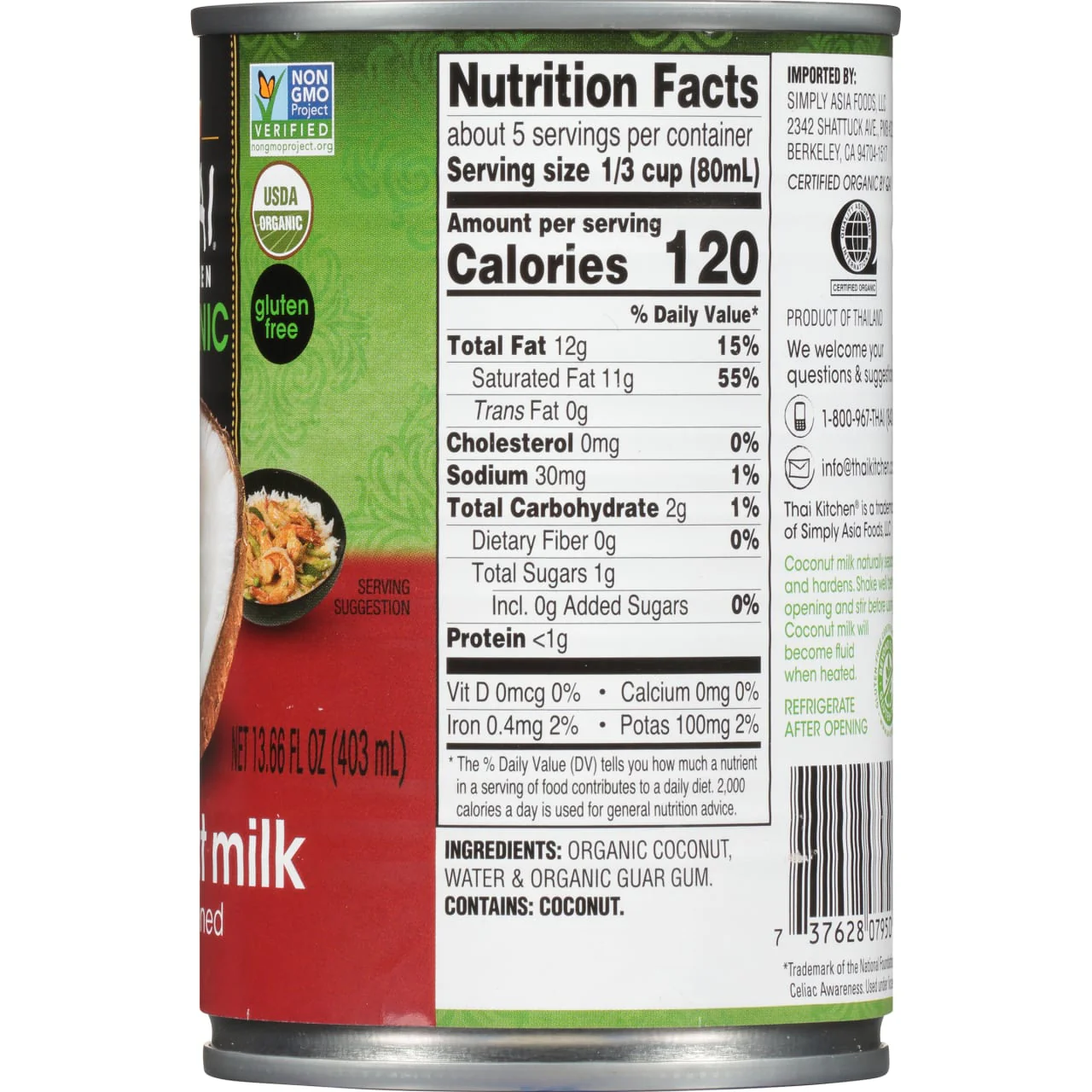 Thai Kitchen® Organic Unsweetened Coconut Milk, 13.66 fl oz - Image 3
