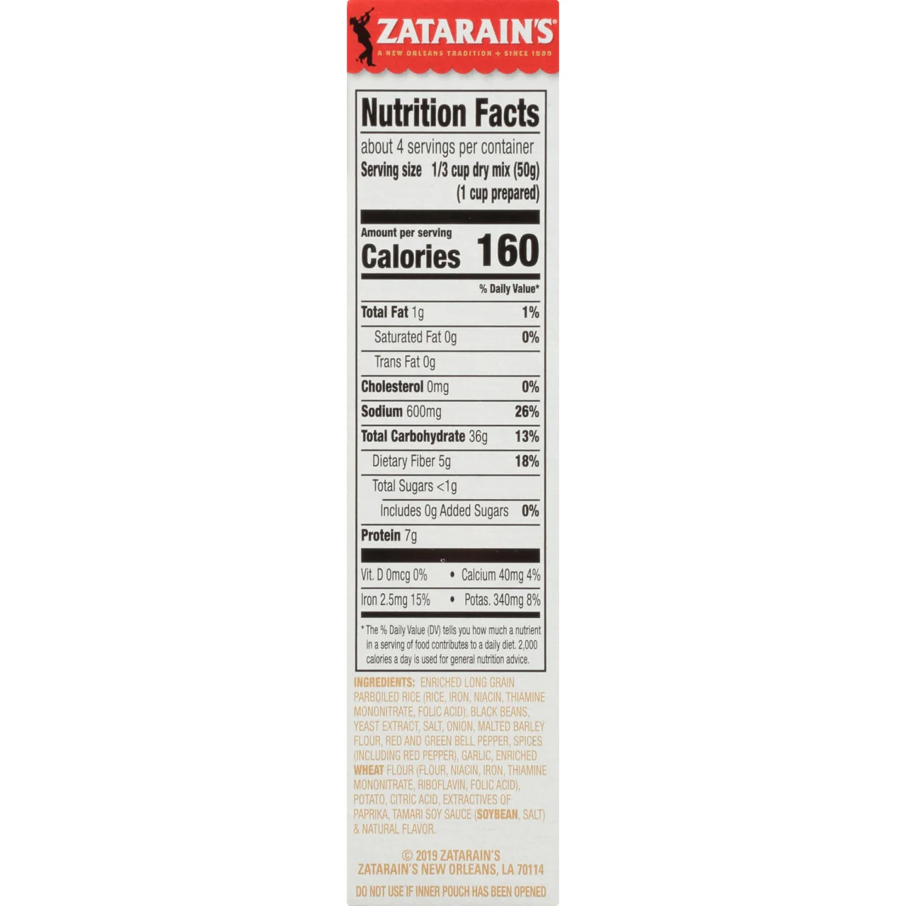 Zatarain's® Black Beans & Rice Dinner Mix, 7 oz - Image 5