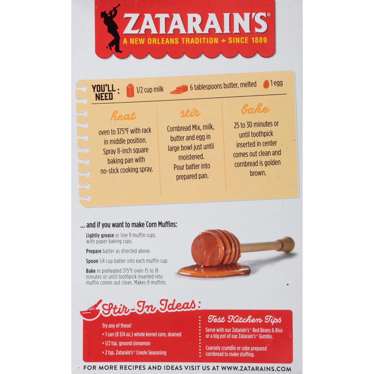 Zatarain's® Honey Butter Cornbread Mix, 12.5 oz - Image 8