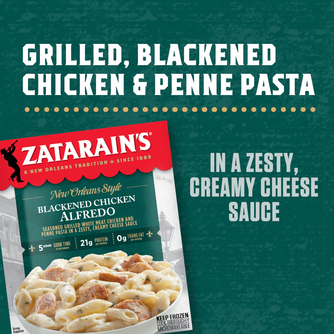 Zatarain's® Blackened Chicken Alfredo Frozen Dinner, 10.5 oz - Image 13