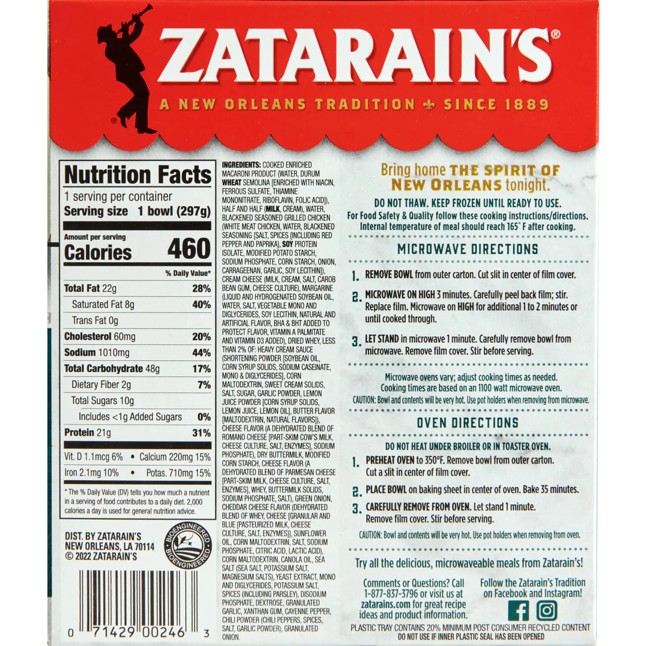 Zatarain's® Blackened Chicken Alfredo Frozen Dinner, 10.5 oz - Image 20