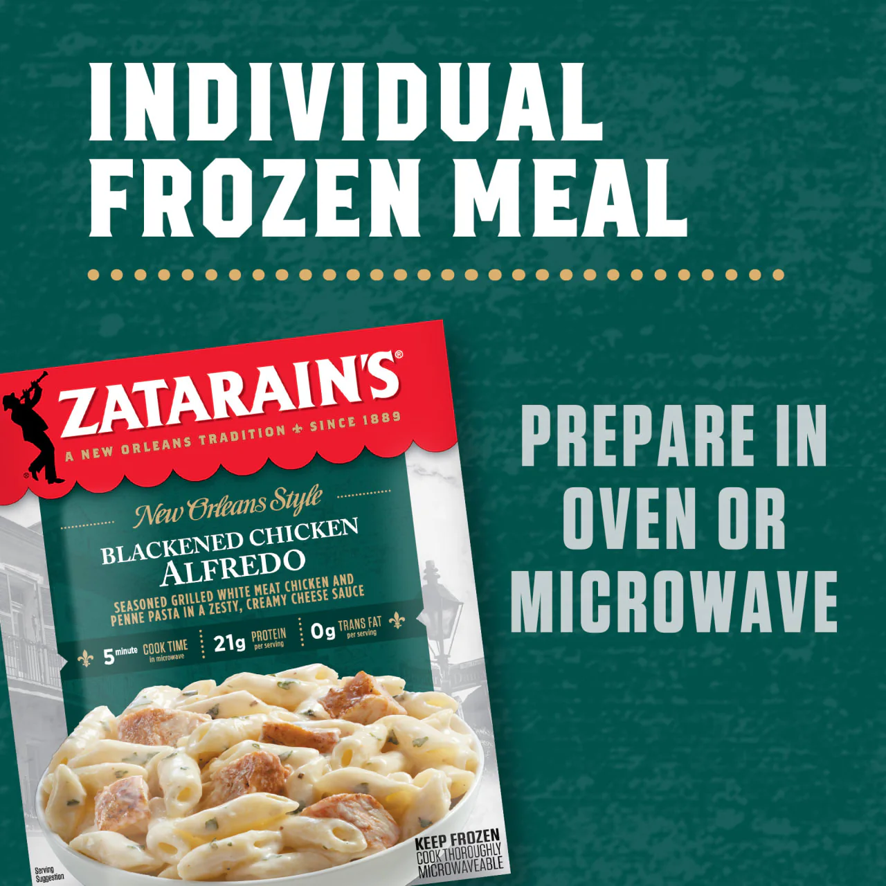 Zatarain's® Blackened Chicken Alfredo Frozen Dinner, 10.5 oz - Image 4