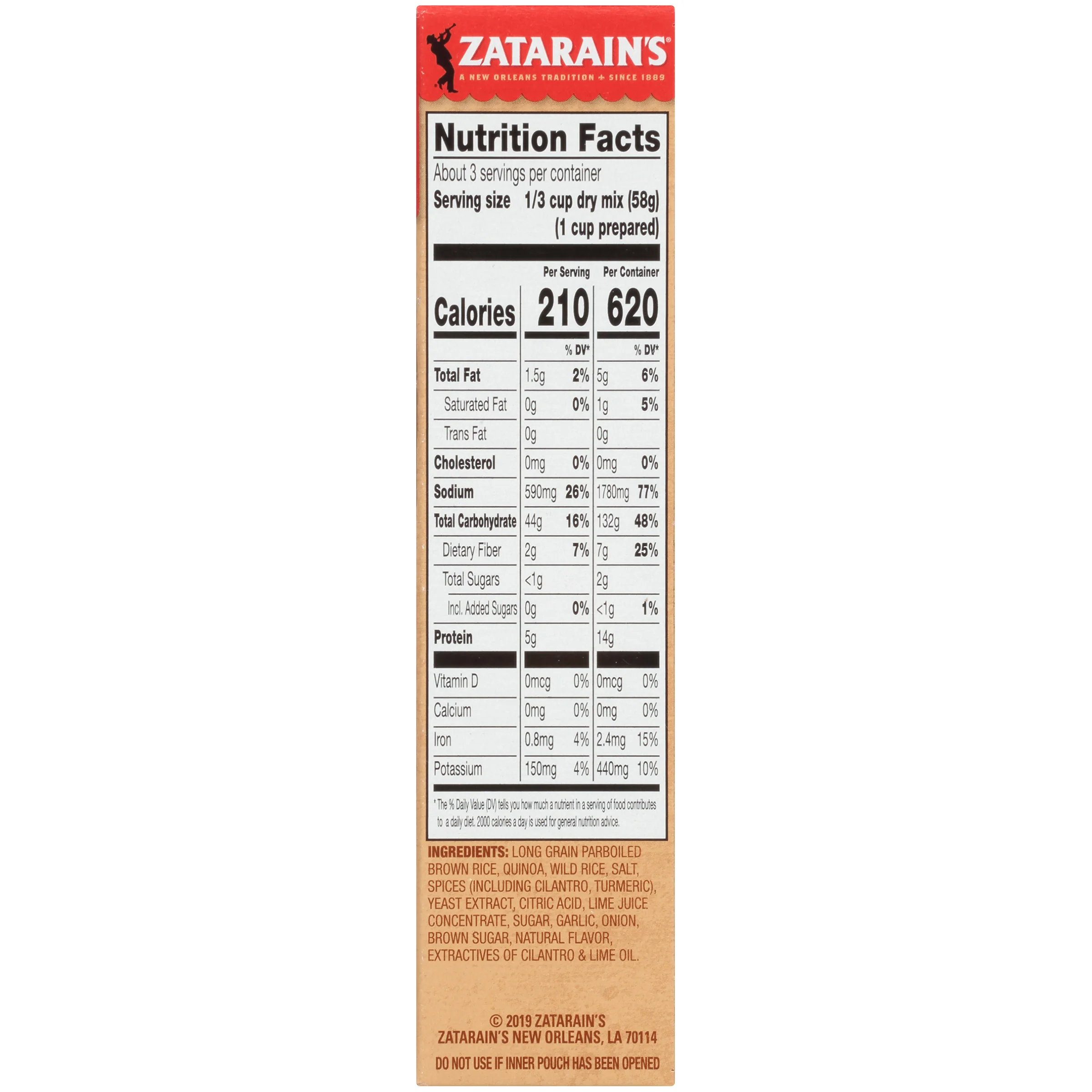Zatarain's® Cilantro Lime Naturally Flavored Rice & Quinoa Whole Grain Blends, 6.2 oz - Image 3